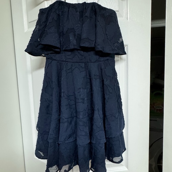 Lulu’s Navy Blue Strapless Lace Dress - Picture 1 of 2